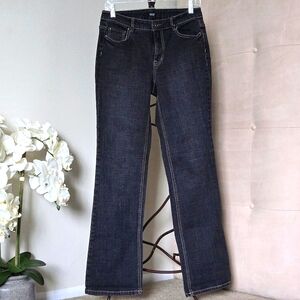 a.n.a. Dark Wash Denim Blue Jeans 5 Pocket 32" Inseam 8" Cuff Width Sz 6 Stretch